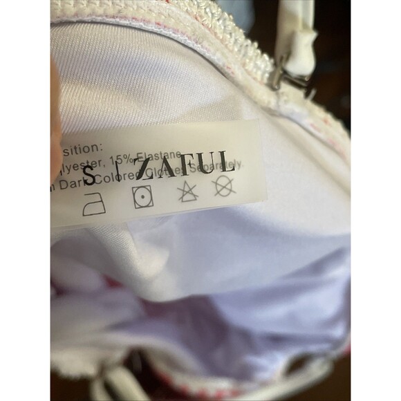 Zaful Red White Plaid Gingham Swim Bathing Suit Top Bikini Lined Padded Small - Picture 6 of 6